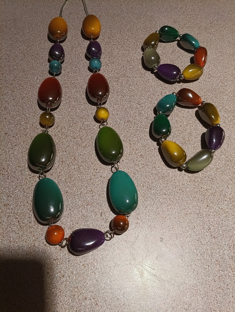 Joan Rivers ,Multicolor Bead Statement Necklace and 2  Bracelets Set,